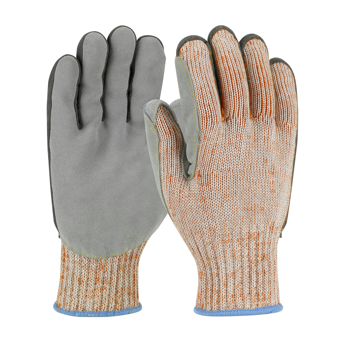 PIP Scrap King™ Seamless Knit A9 HPPE Blend Glove with Split Cowhide Leather Palm and Aramid Stitching - Vend-Ready