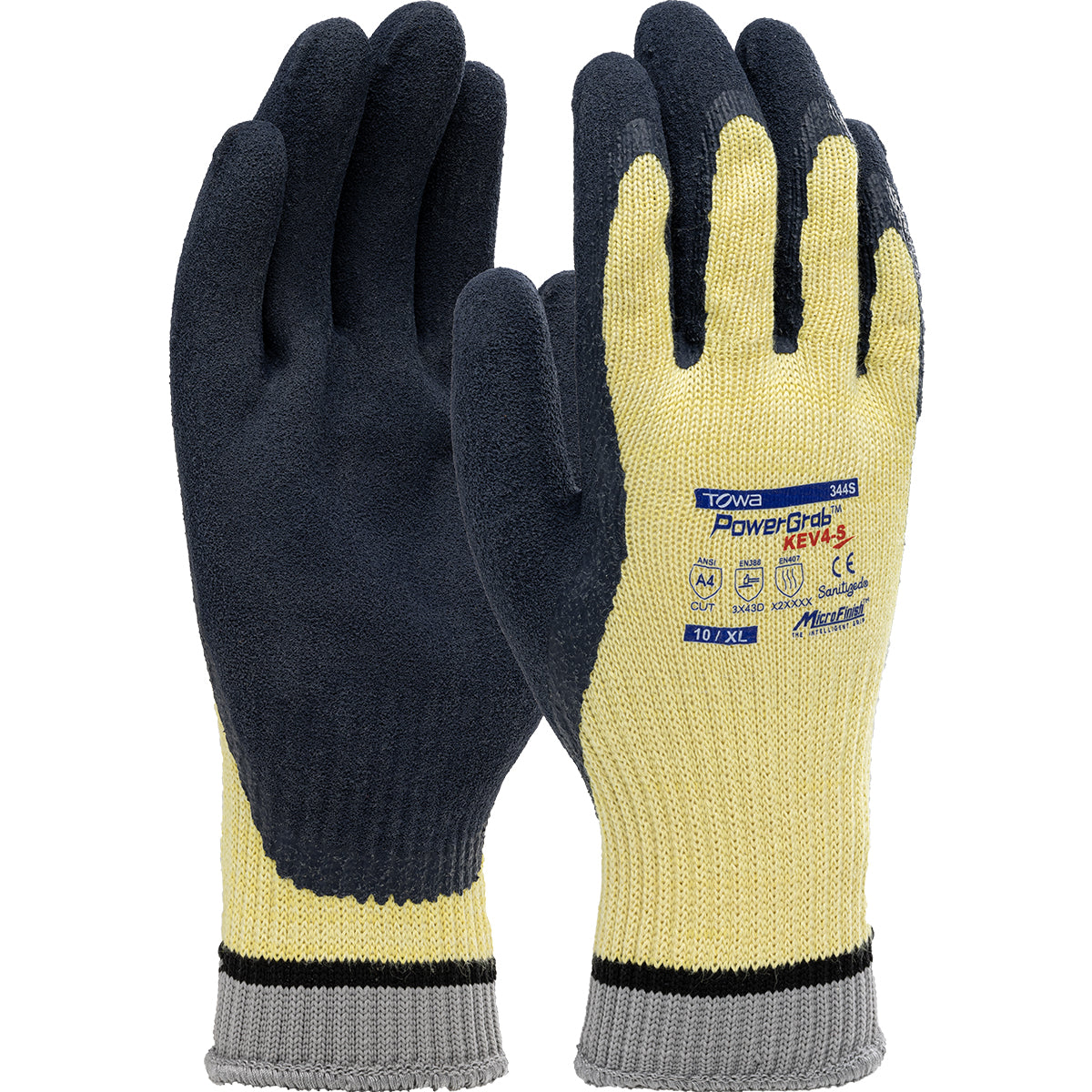 Towa Seamless Knit A4 Kevlar® Glove with Latex Coated MicroFinish Grip on Palm &amp; Fingers