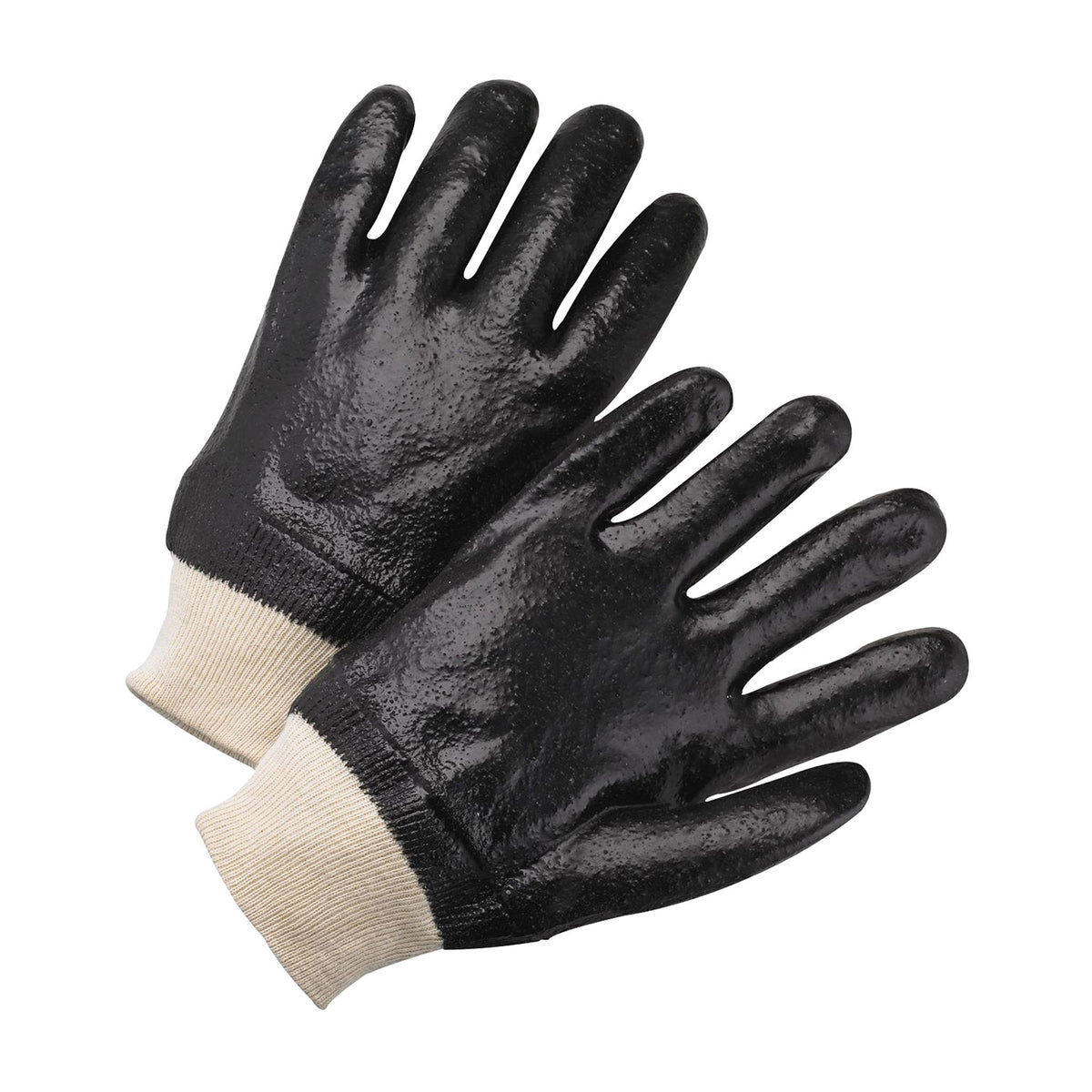 PIP PVC Dipped Glove with Interlock Liner and Rough Sandy Finish - Knit Wrist – L