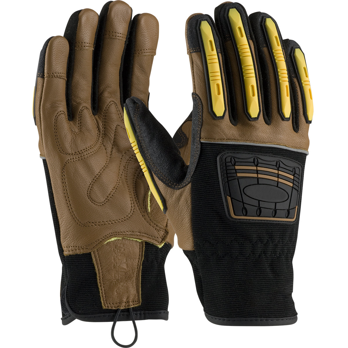 PIP Goatskin Leather Palm Glove with Dorsal Impact Protection and A4 Kevlar® Blend Lining - TPR Finger Guards