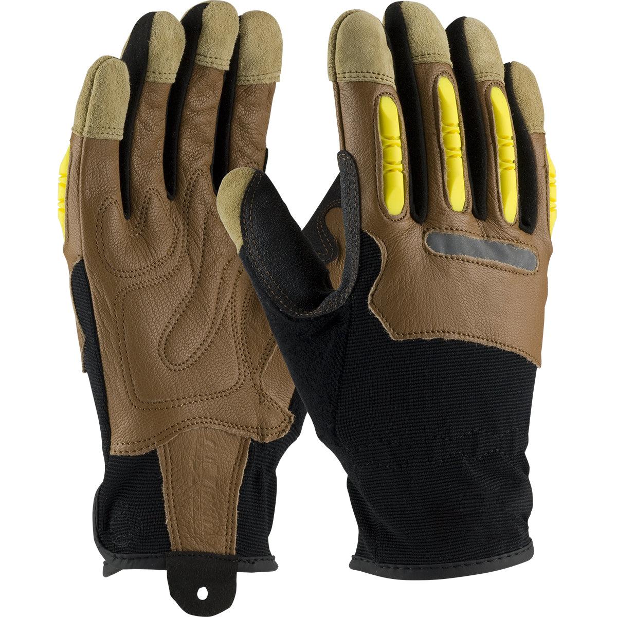 PIP Goatskin Leather Palm Glove with Leather/Fabric Back and TPR Finger Guards