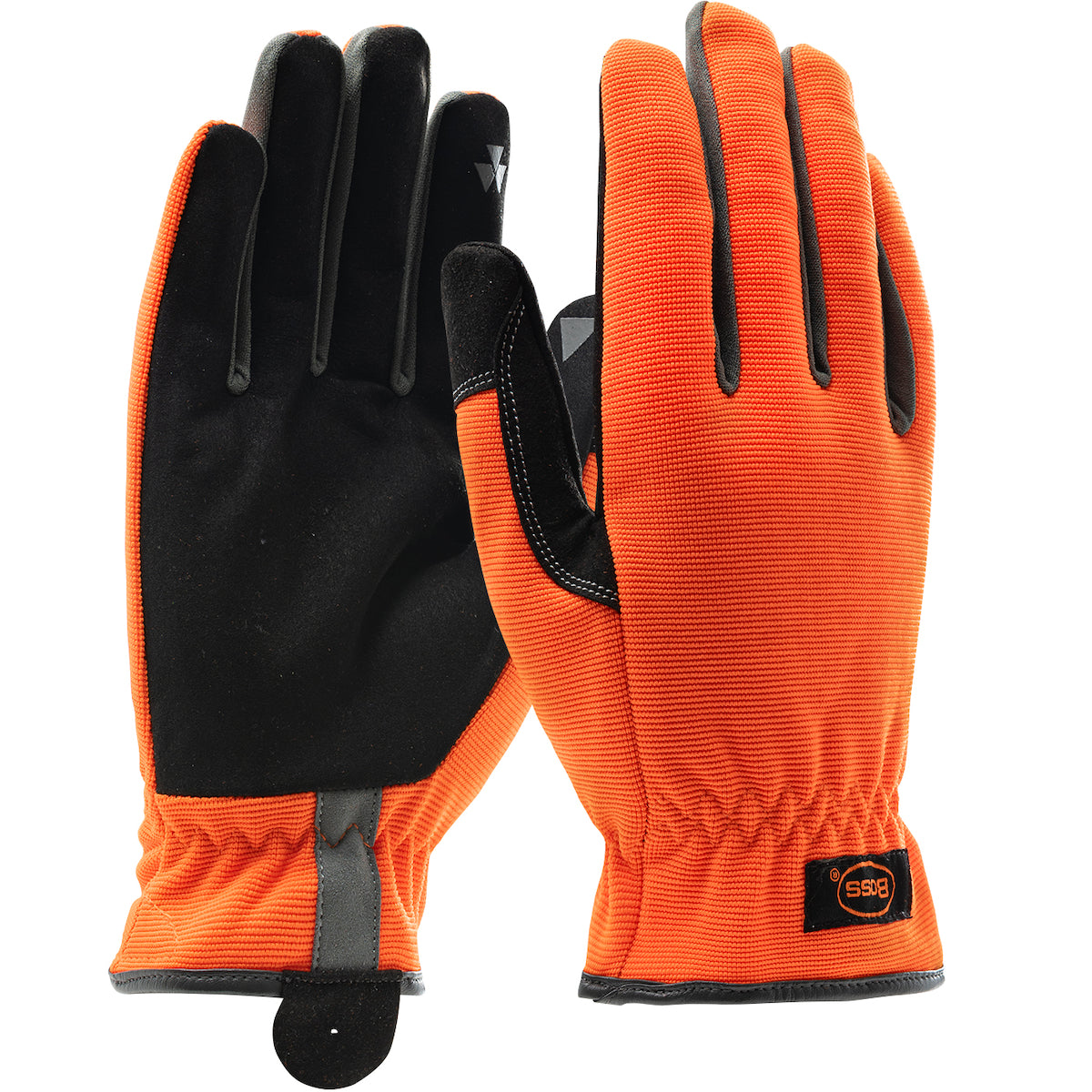 Boss Synthetic Leather Palm and Hi-Vis Fabric Back - PVC Grip on Index Finger/Thumb