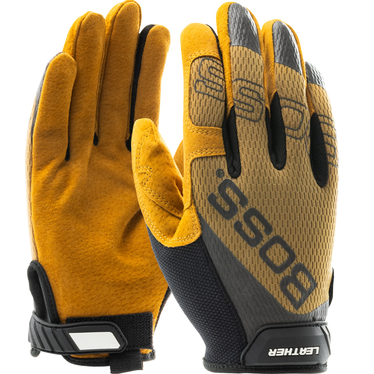Boss Premium Pigskin Leather Palm with Mesh Fabric Back