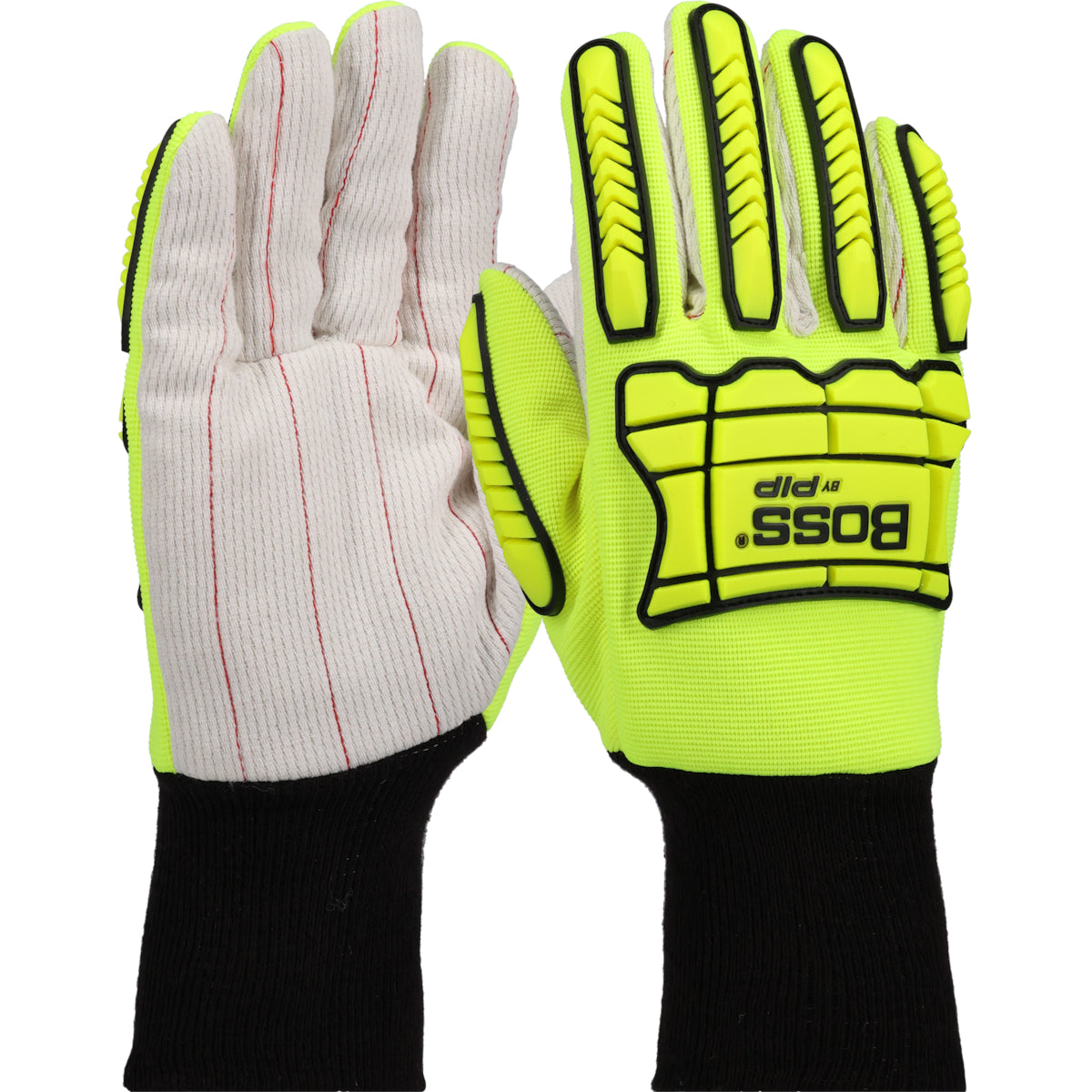 Boss White Corded Cotton Palm and Spandex Back with TPR Impact Protection