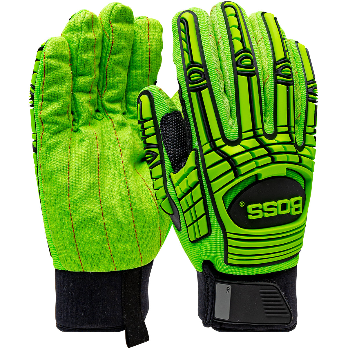 Boss Green Corded Cotton Palm and Spandex Back with TPR Impact Protection - Insulated &amp; Waterproof