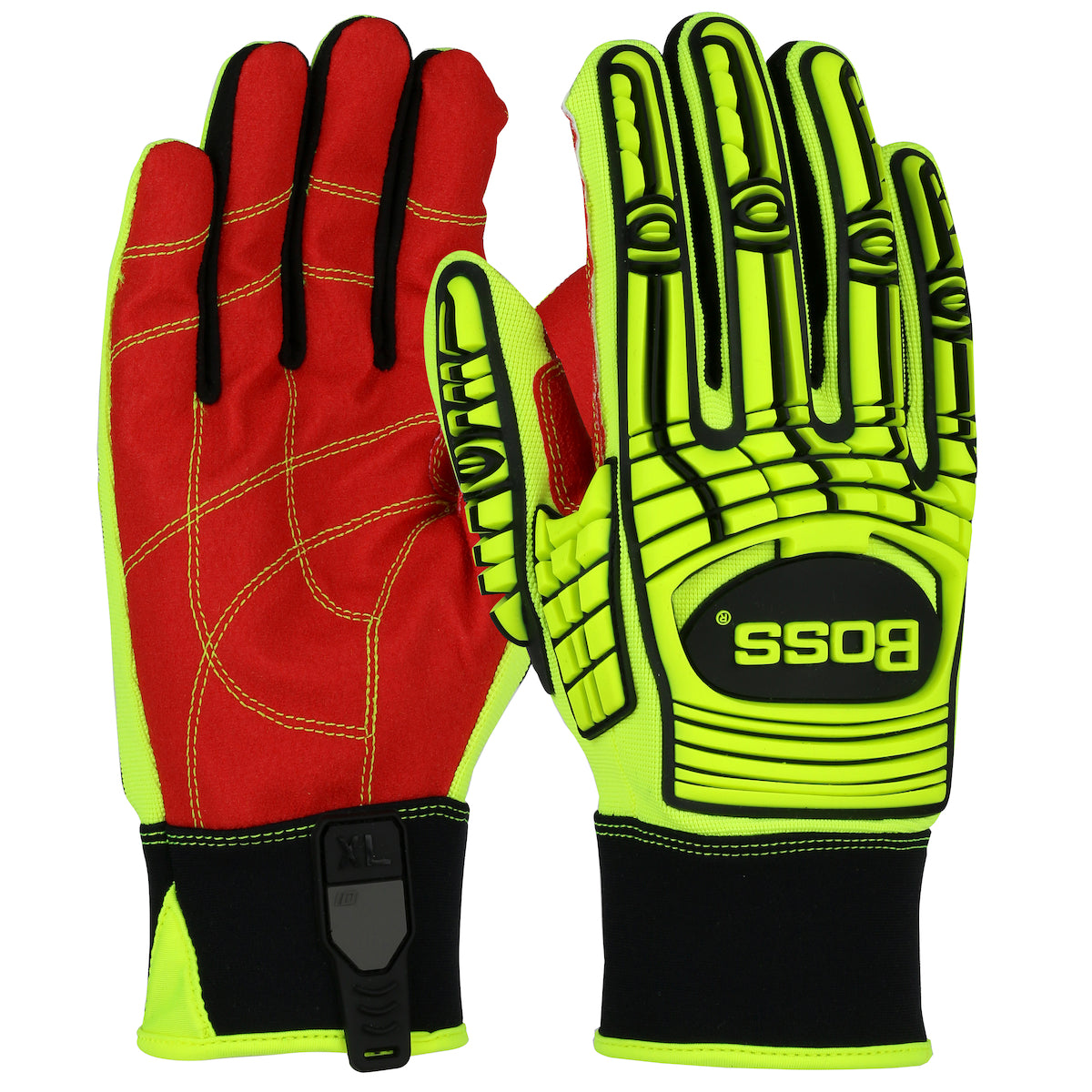 Boss Red PVC Grip Palm and Spandex Back - TPR Impact Protection