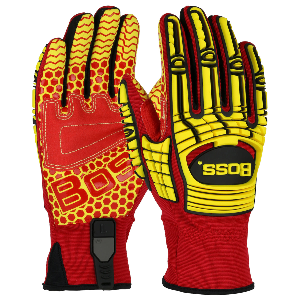 Boss Synthetic Leather Palm with Red Silicone Grip and Spandex Back