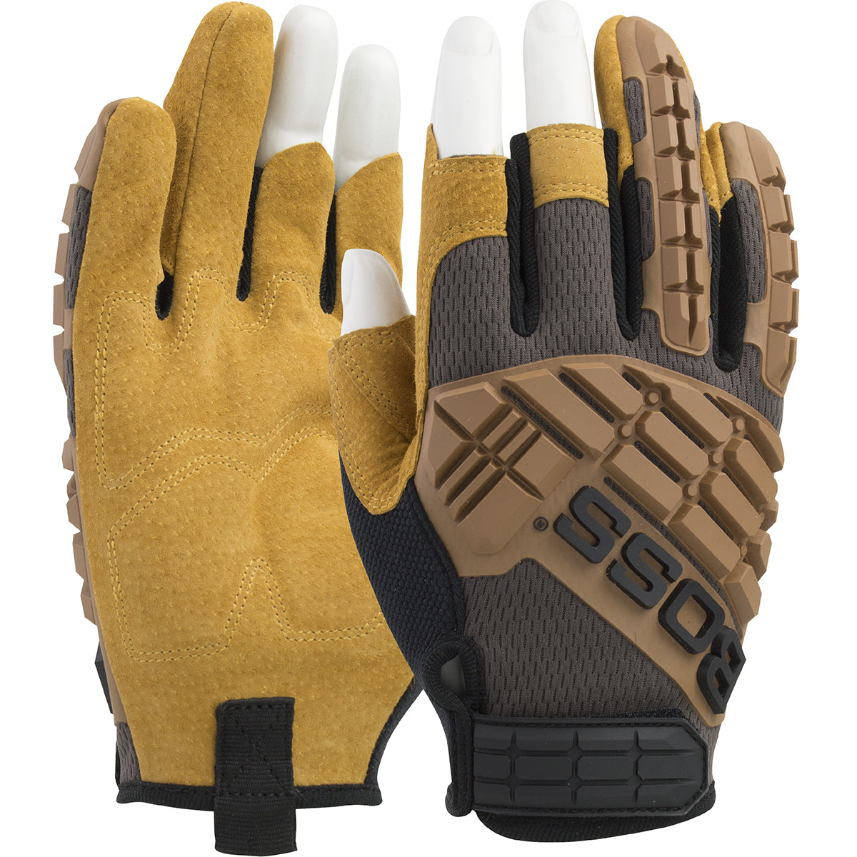 Boss Premium Pigskin Padded Leather Palm with Mesh Fabric Back and TPR Impact Protection