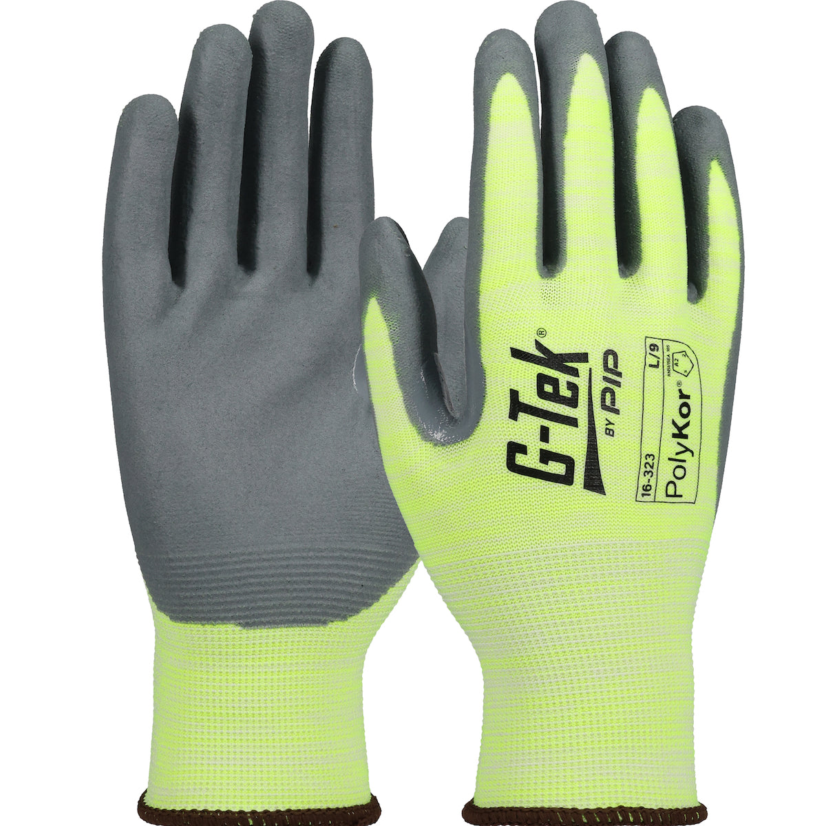 PIP Economy Hi-Vis Seamless Knit A2 PolyKor® Blended Glove with Foam Nitrile Coated Grip on Palm &amp; Fingers