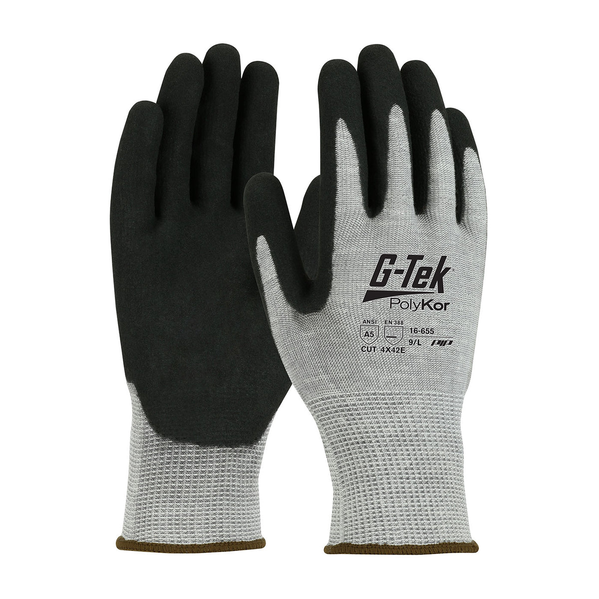PIP Seamless Knit A5 PolyKor® Blended Glove with Double-Dipped Nitrile Coated MicroSurface Grip on Palm &amp; Fingers