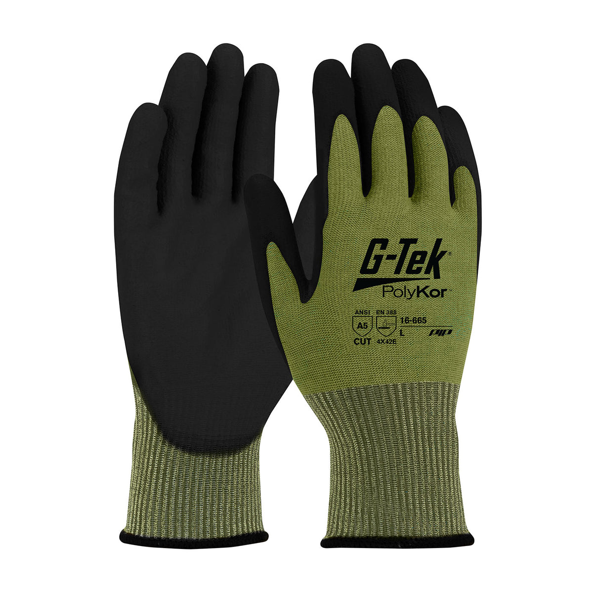 PIP Seamless Knit A5 PolyKor® Blended Glove with Polyurethane Coated Flat Grip on Palm &amp; Fingers