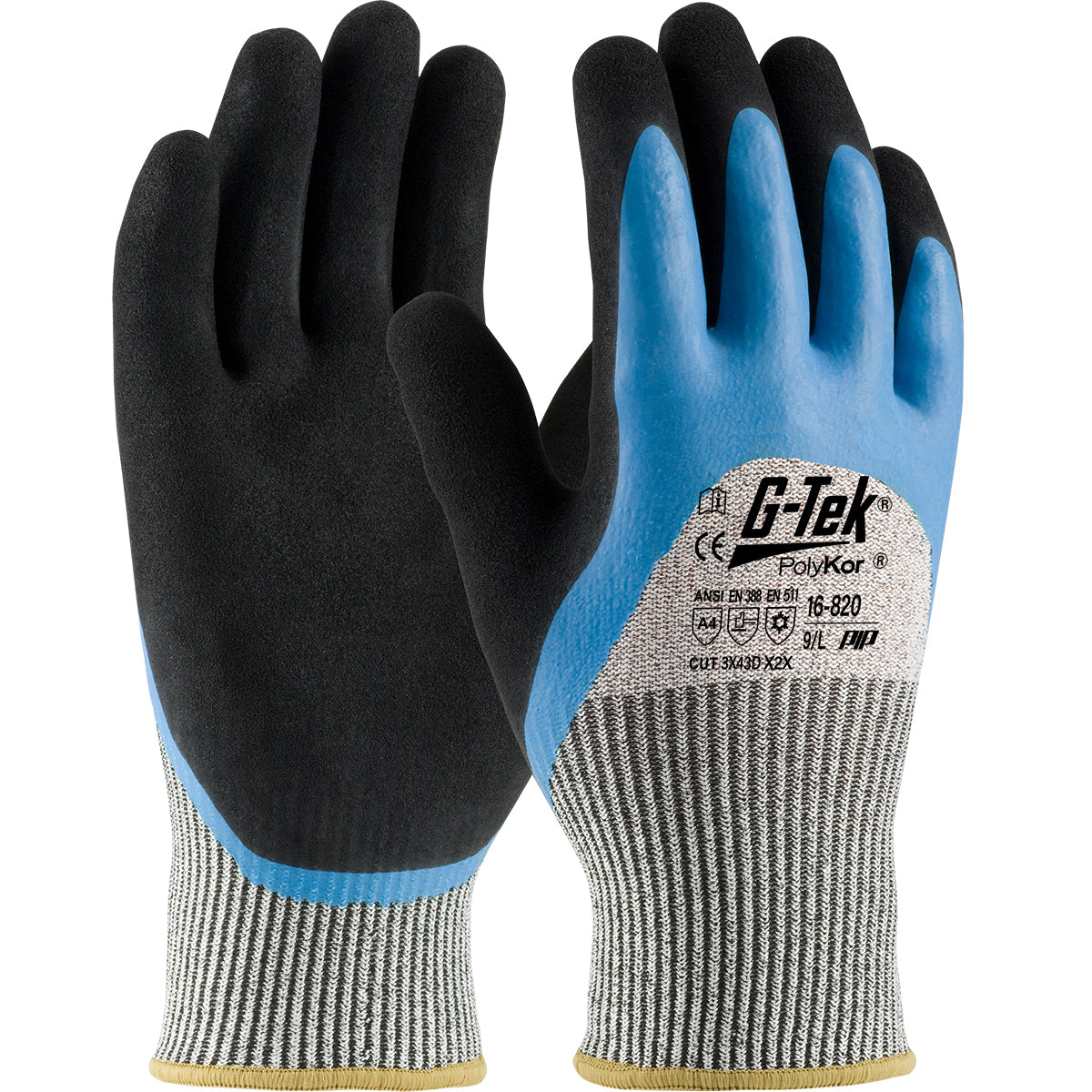 PIP Seamless Knit PolyKor® Blend Glove with Acrylic Lining and Double-Dip Latex MicroSurface Grip on Palm, Fingers & Knuckles