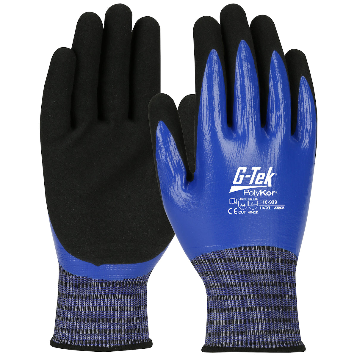 PIP Seamless Knit PolyKor™ X7™ Blended Glove with Double-Dipped Nitrile Coated MicroSurface Grip on Full Hand - Touchscreen Compatible