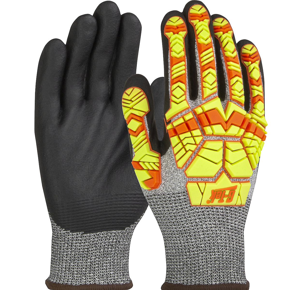 PIP Seamless Knit PolyKor® Blended Glove with Hi-Vis Impact Protection and Nitrile Foam Grip on Palm &amp; Fingers