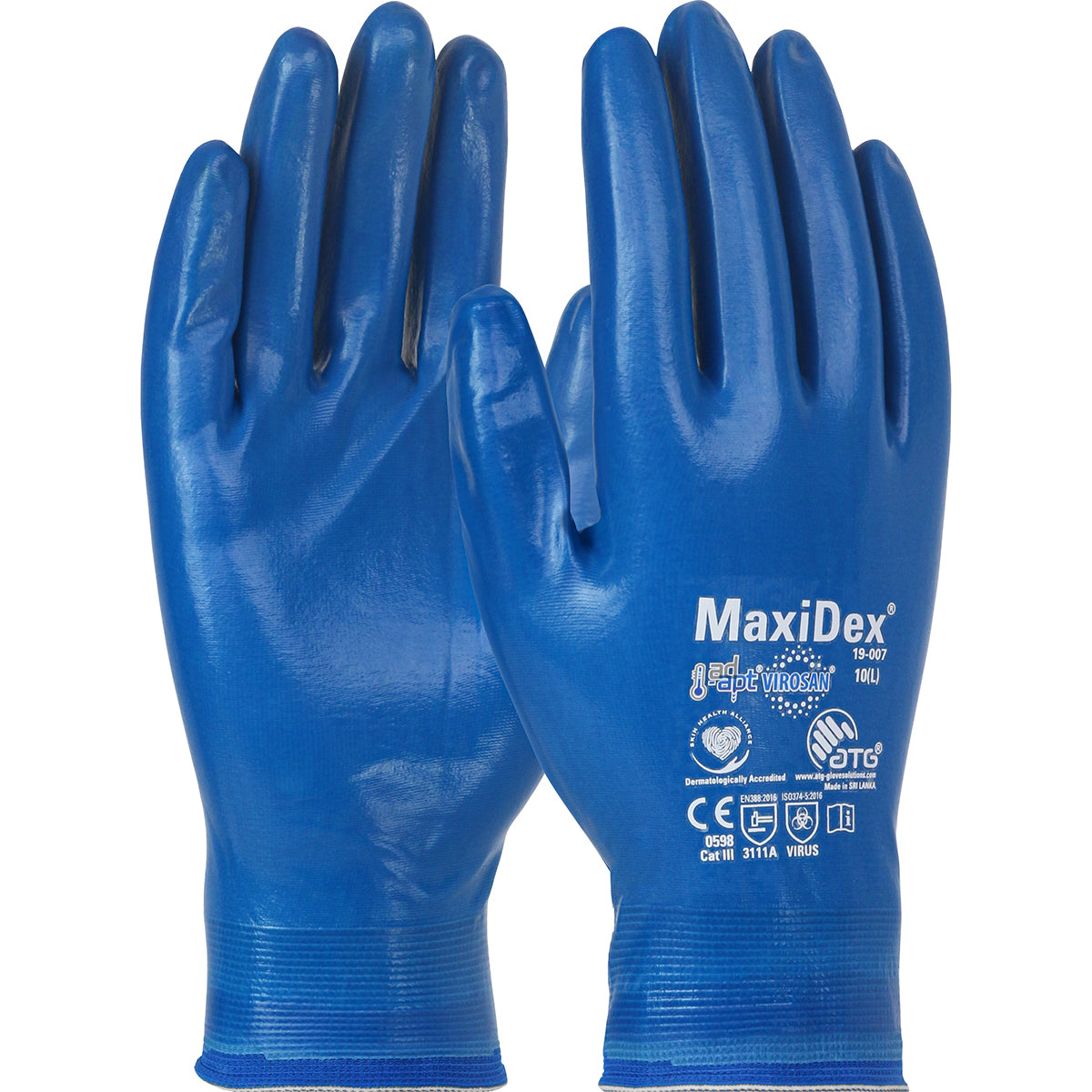 PIP Seamless Knit Nylon Glove with Nitrile Coating and ViroSan™ Technology on Full Hand - Touchscreen Compatible