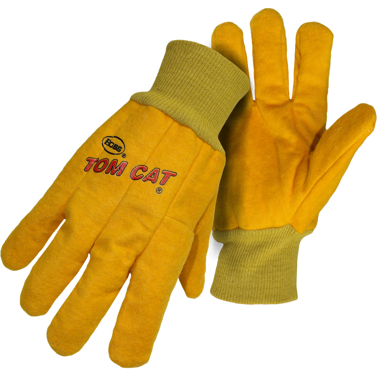 Boss Premium Grade Chore Glove with Single Layer Palm, Single Layer Back and Nap-Out Finish - Knit Wrist – L