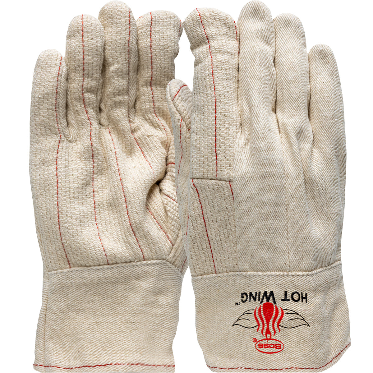 Boss Extra Heavy Weight Cotton Hotmill Glove with Felt Lining - Band Top - No Print – L