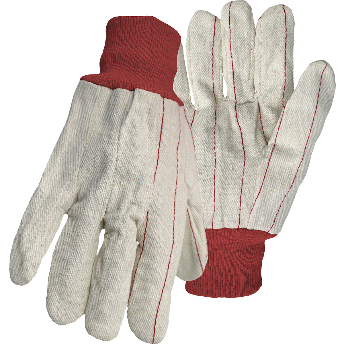 Boss Cotton/Polyester Double Palm Glove with Nap-In Finish - Red Knit Wrist – L