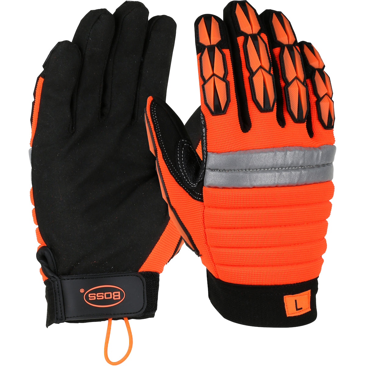 Boss Miners' Mechanic Synthetic Leather Palm with Foam Padded Back and Finger TPR Impact Protection