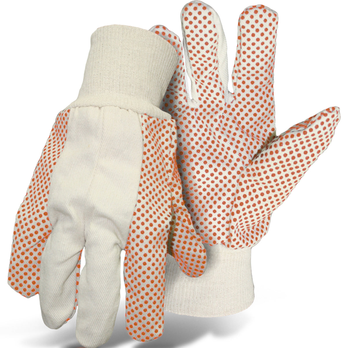 Boss Premium Grade Cotton/Polyester Blend Glove with PVC Dotted Grip on Palm, Thumb, Index and Little Finger - 10 oz. – L