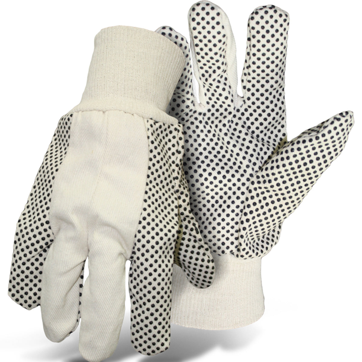 Boss Economy Grade Cotton/Polyester Blend Glove with PVC Dotted Grip on Palm, Thumb, Index and Little Finger - 8 oz. – L