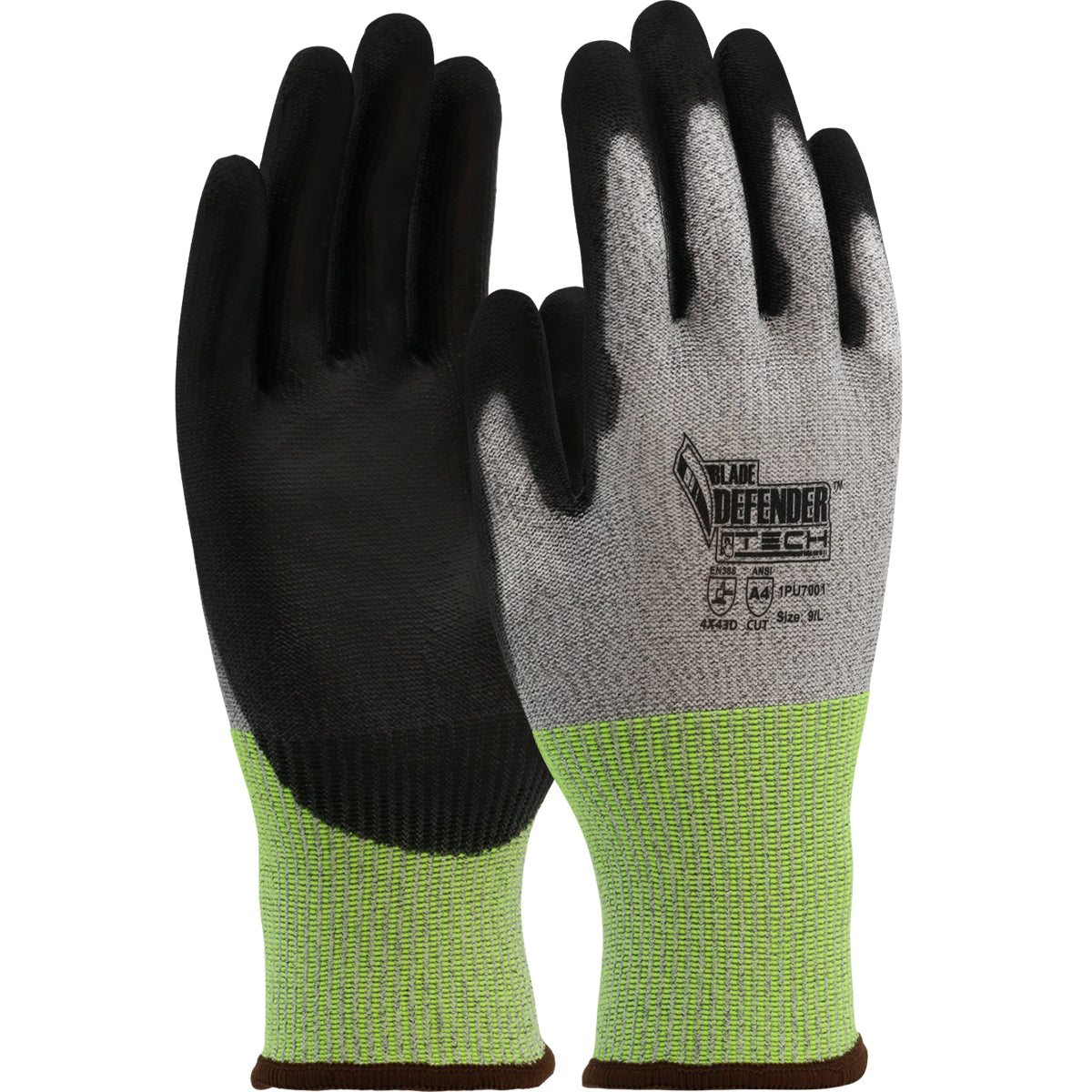 PIP Blade Defender™ Seamless Knit A4 PolyKor Blended Glove with Polyurethane Coated Flat Grip on Palm &amp; Fingers - Touchscreen