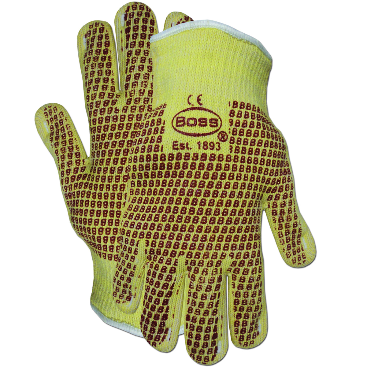 Boss Aramid / Cotton Seamless Knit Hot Mill Glove with Cotton Liner and Double-Sided Nitrile Coating - Knitwrist