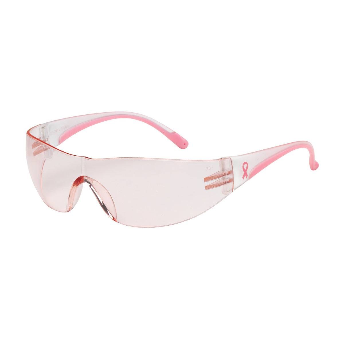 Bouton® Optical Rimless Safety Glasses with Clear / Pink Temple, Pink Lens and Anti-Scratch Coating - Pink