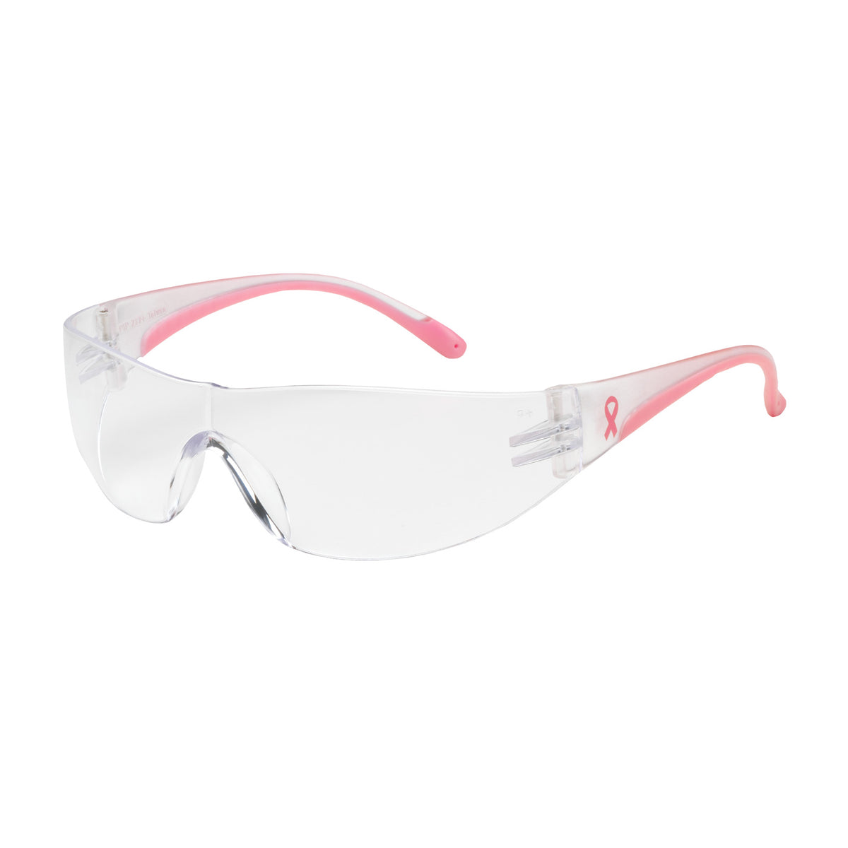 Bouton® Optical Rimless Safety Glasses with Clear / Pink Temple, Clear Lens and Anti-Scratch / Anti-Fog Coating - Pink