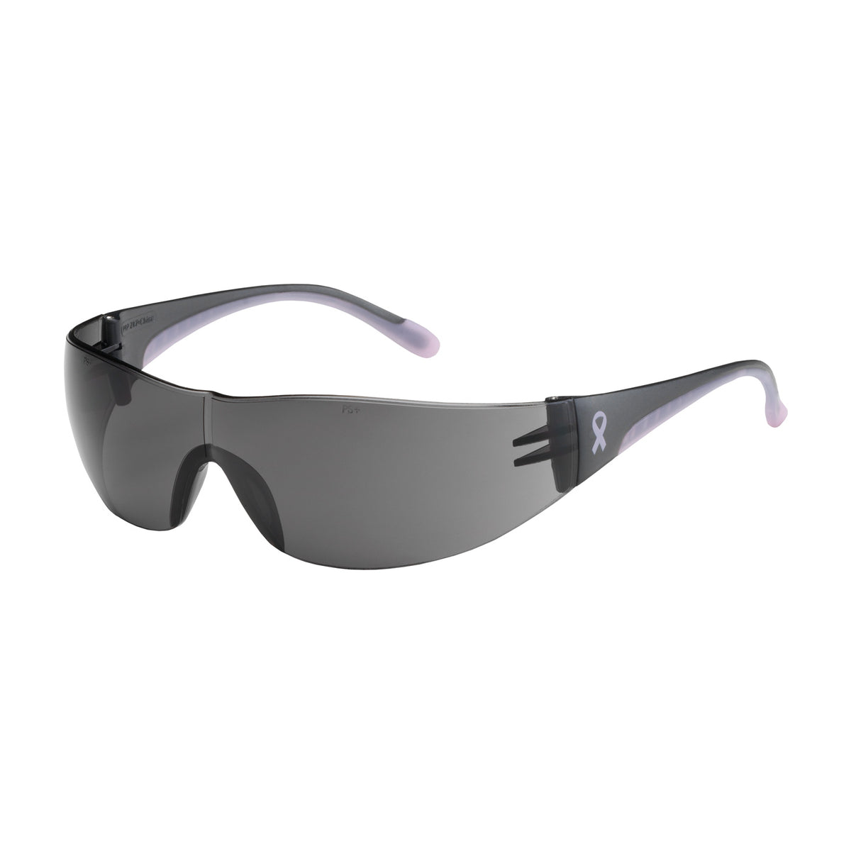 Bouton® Optical Rimless Safety Glasses with Gray / Pink Temple, Gray Lens and Anti-Scratch Coating - Pink