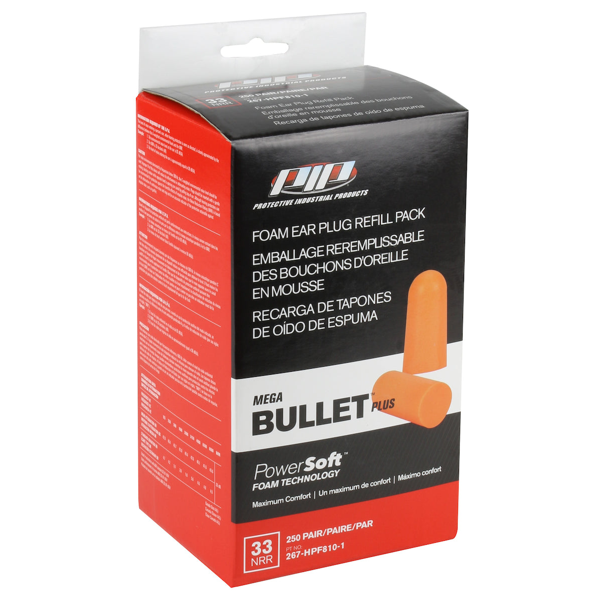 Disposable Soft Polyurethane Foam Ear Plugs - Dispenser Refill Pack (267-HPF810-1)