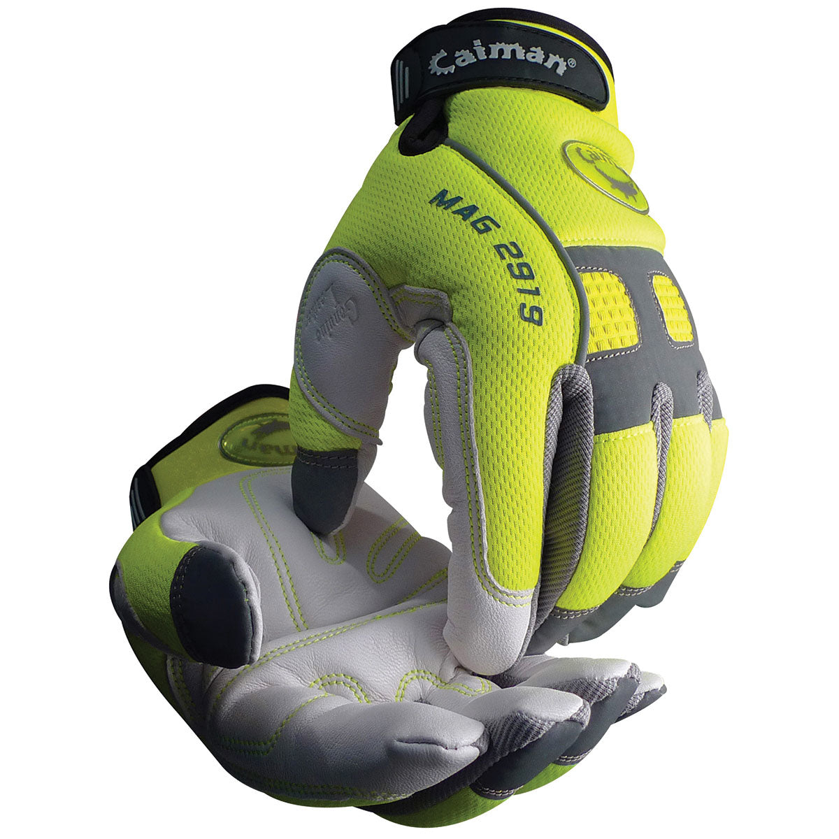 Caiman Multi-Activity Glove with White Goat Grain Leather Padded Palm and Hi-Vis AirMesh™ Back - Heatrac® III Insulation
