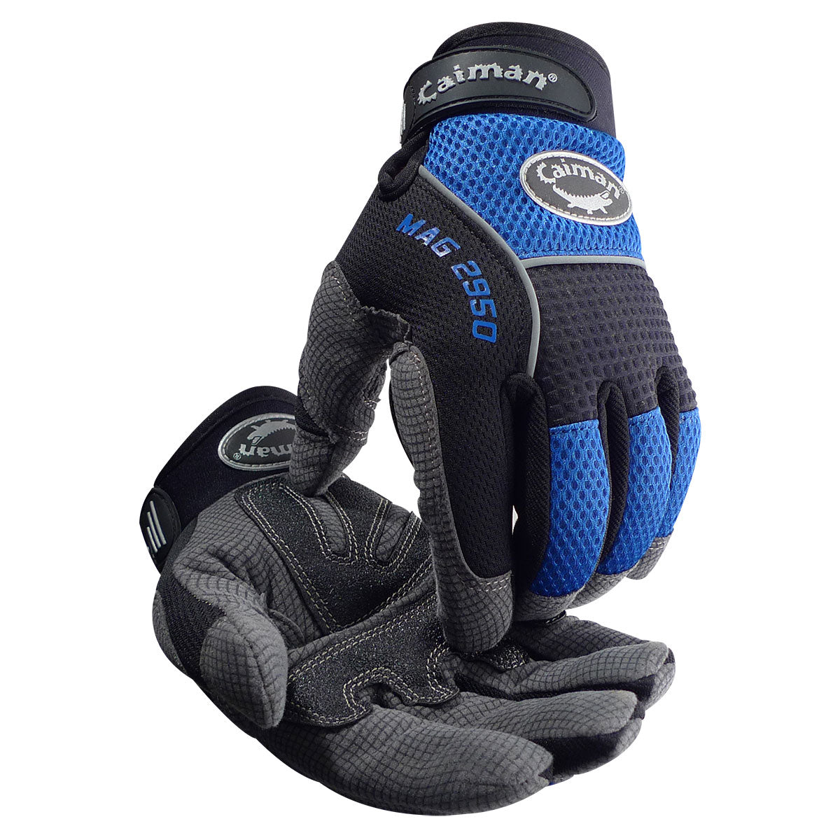 Caiman Multi-Activity Glove with Synthetic Leather Padded Palm and Blue AirMesh™ Back