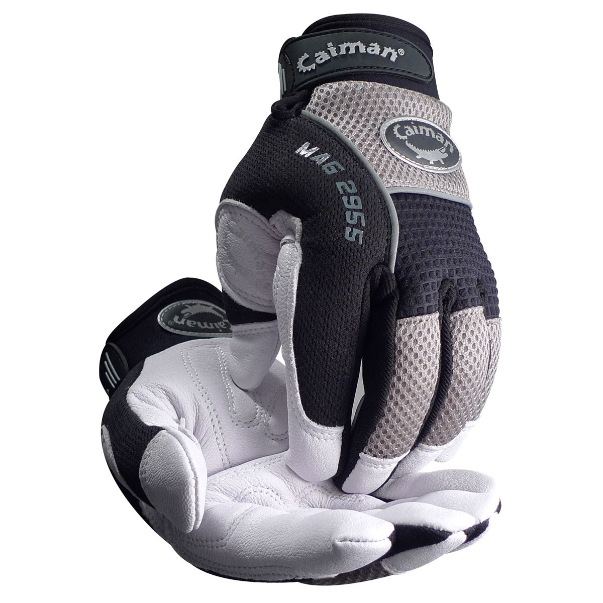 Caiman Multi-Activity Glove with White Goat Grain Leather Padded Palm and Gray AirMesh™ Back