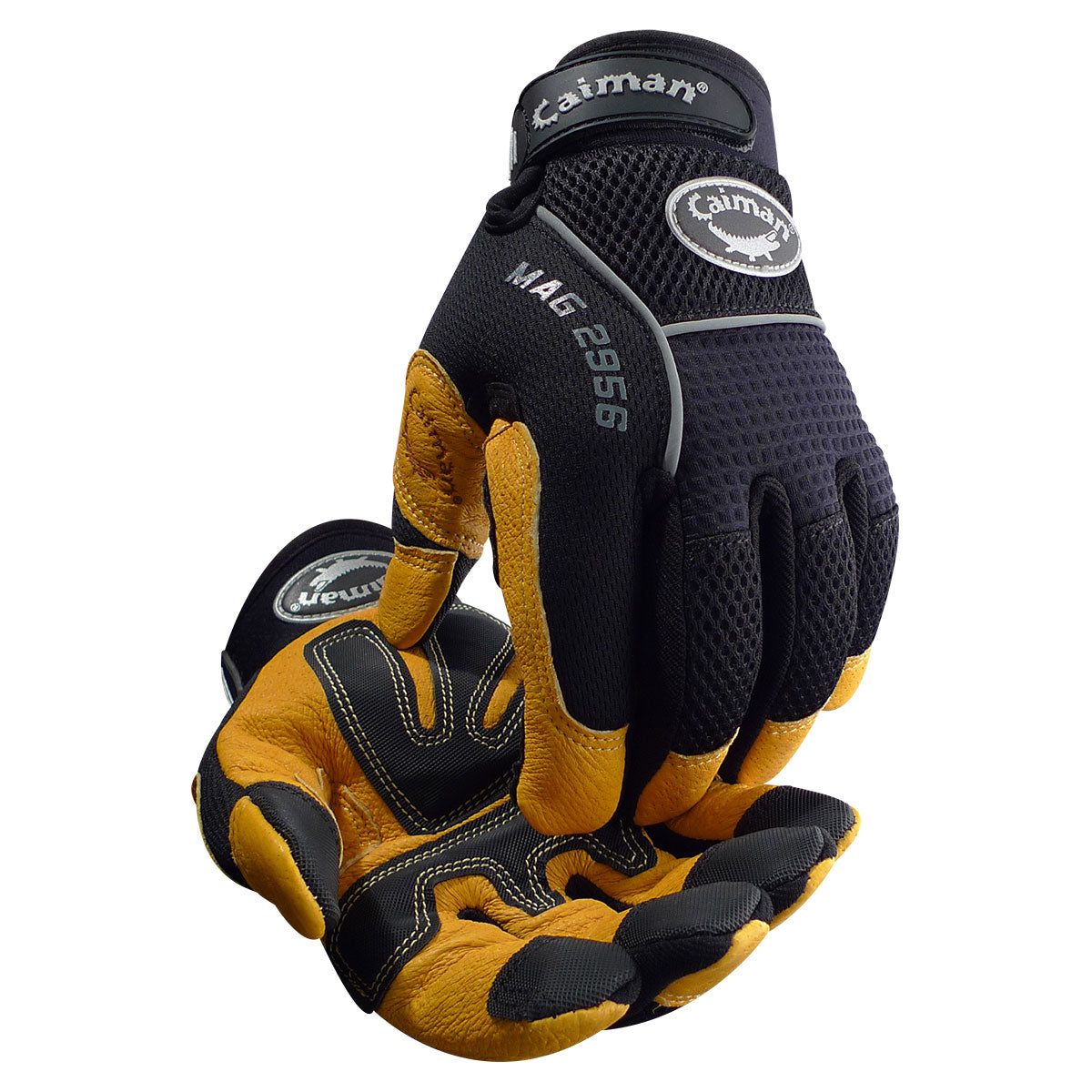 Caiman Multi-Activity Glove with Goat Grain Leather Palm and Black AirMesh™ Back - Reinforced Palm Patches - Touchscreen