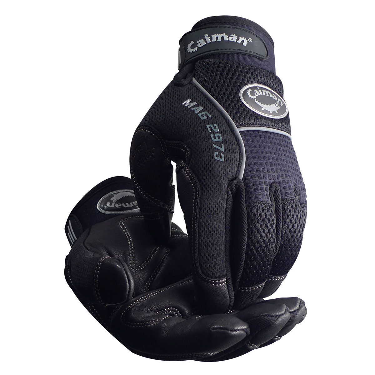 Caiman Multi-Activity Glove with Black Goat Grain Leather Padded Palm and Black AirMesh™ Back