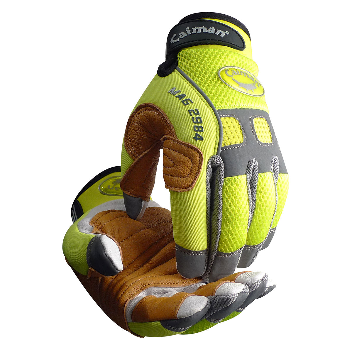 Caiman Multi-Activity Glove with White Goat Grain Leather Palm and Hi-Vis AirMesh™ Back - Pigskin Leather Reinforcement