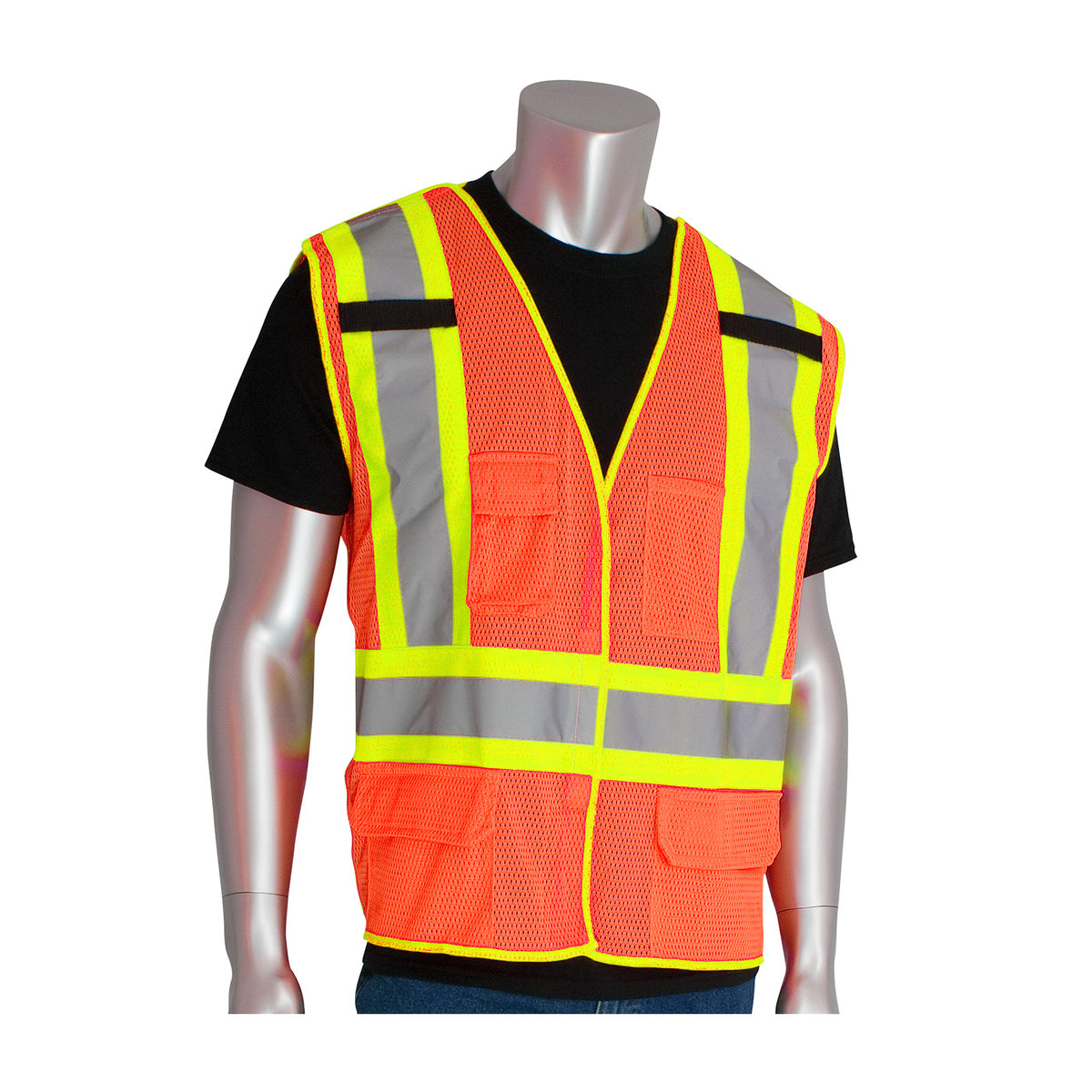 ANSI Type R Class 2 Two-Tone Five Pocket Breakaway Mesh Vest