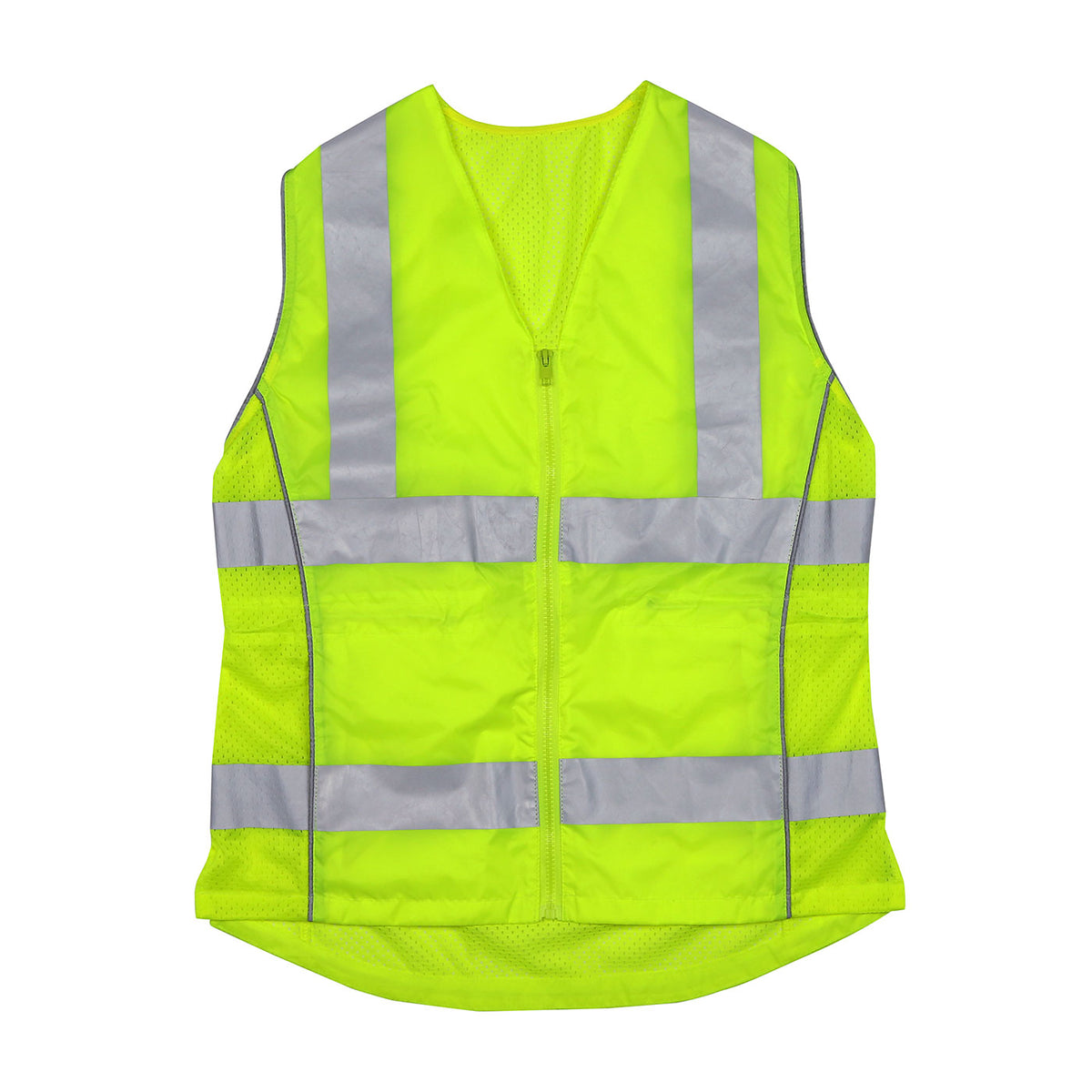 ANSI Type R Class 2 Women's Contoured Vest with Solid Front/Mesh Back and Adjustable Waist