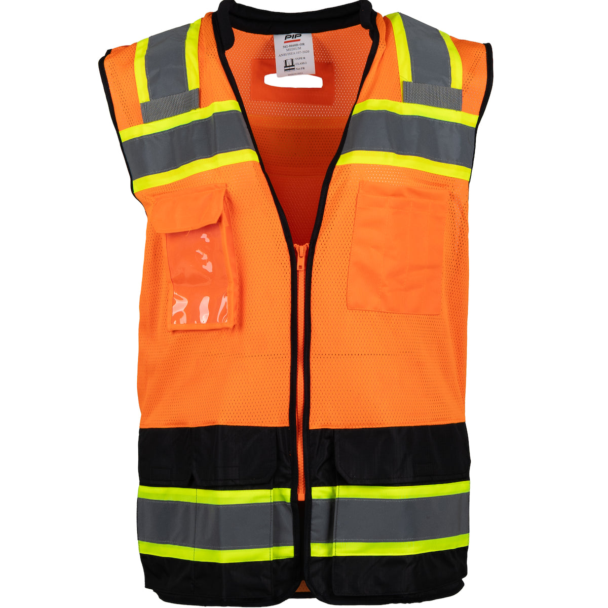 ANSI Type R Class 2 Black Bottom Mesh Vest with "D" Ring Access