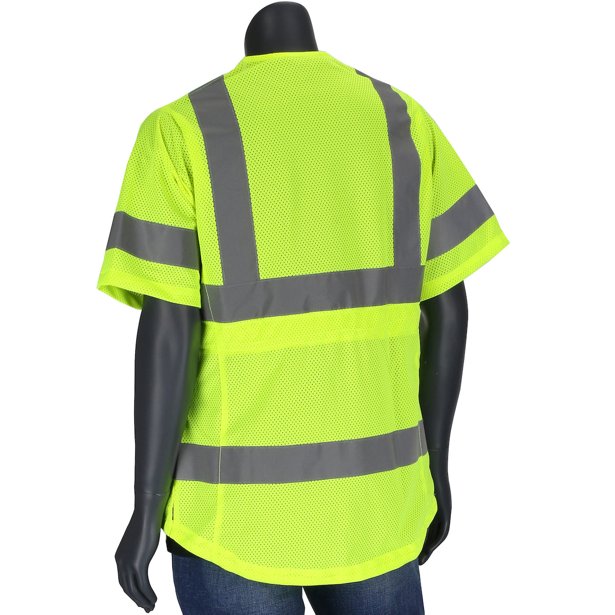 ANSI Type R Class 3 Women's Contoured Vest with Solid Front/Mesh Back and Adjustable Waist