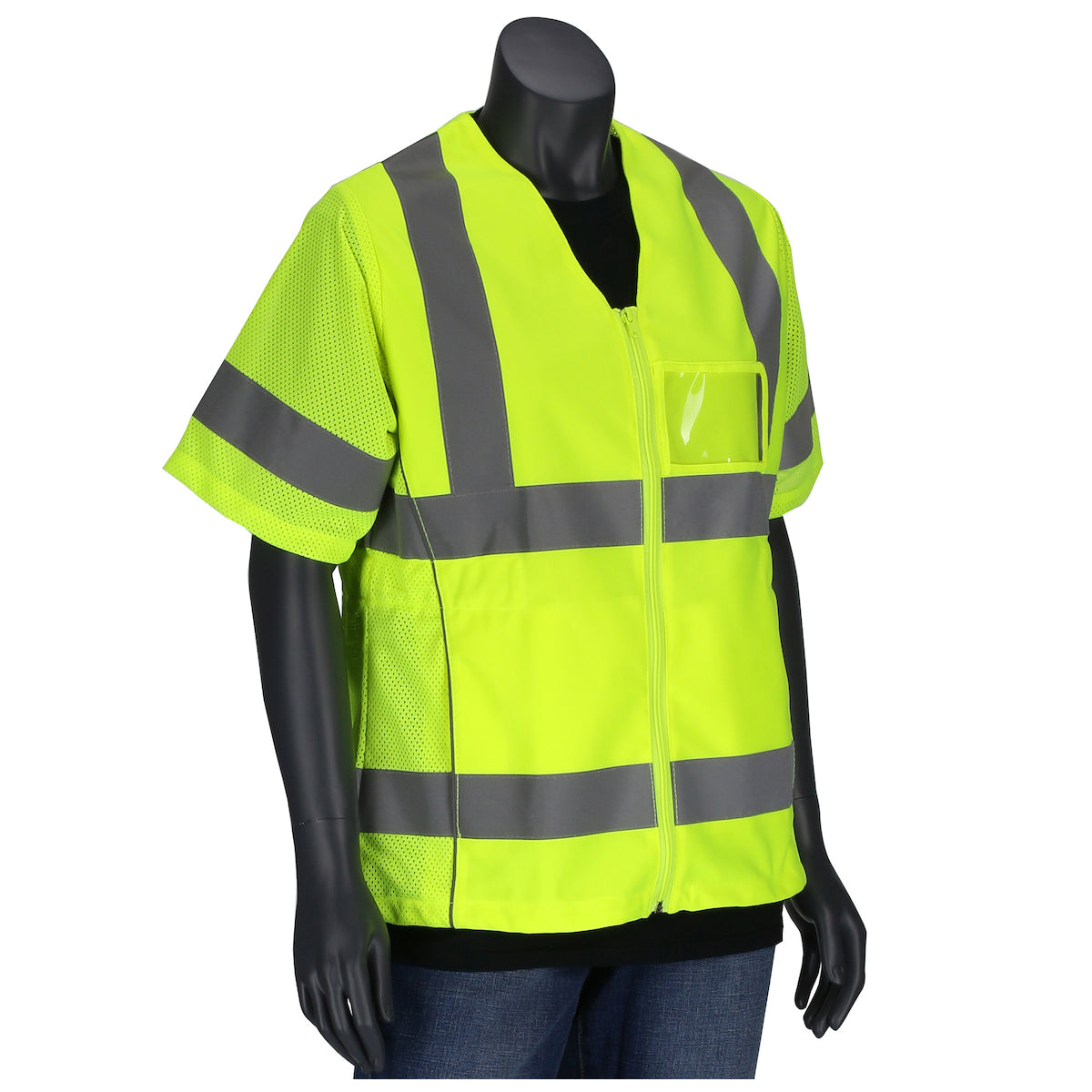 ANSI Type R Class 3 Women's Contoured Vest with Solid Front/Mesh Back and Adjustable Waist