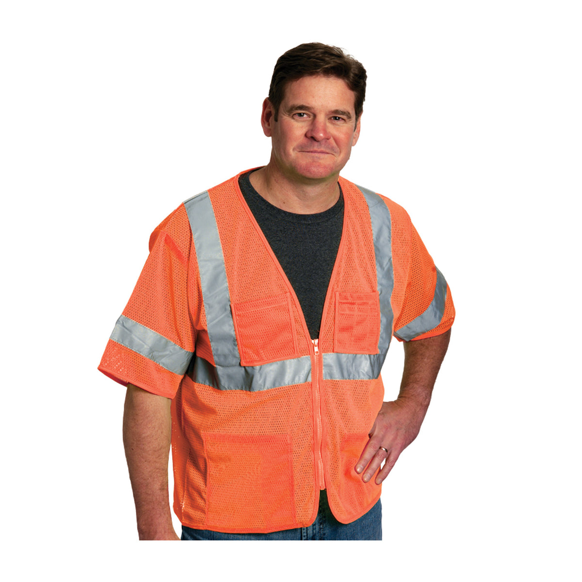 ANSI Type R Class 3 Value Four Pocket Zipper Mesh Vest