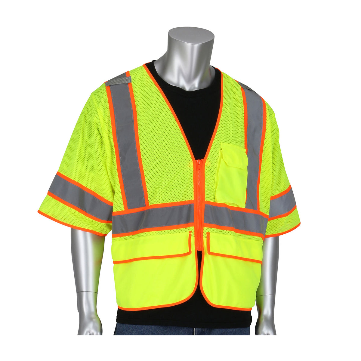 ANSI Type R Class 3 Self-Extinguishing Two-Tone Mesh Surveyors Vest