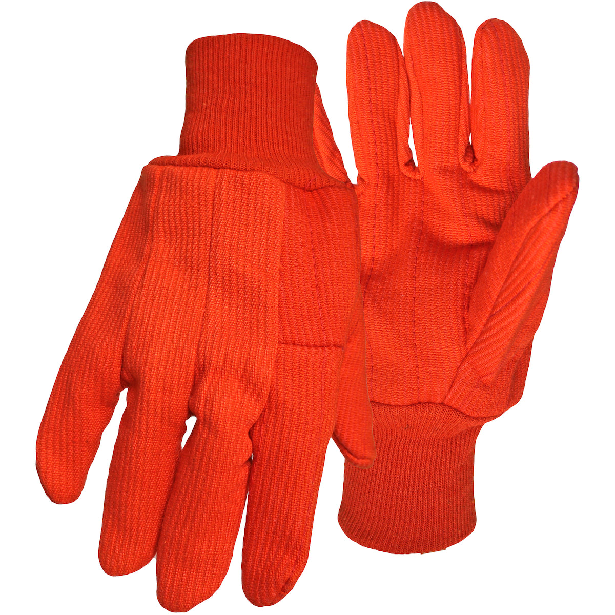 Boss Hi-Vis Polyester/Cotton Corded Double Palm Glove with Nap-In Finish - Knit Wrist – L