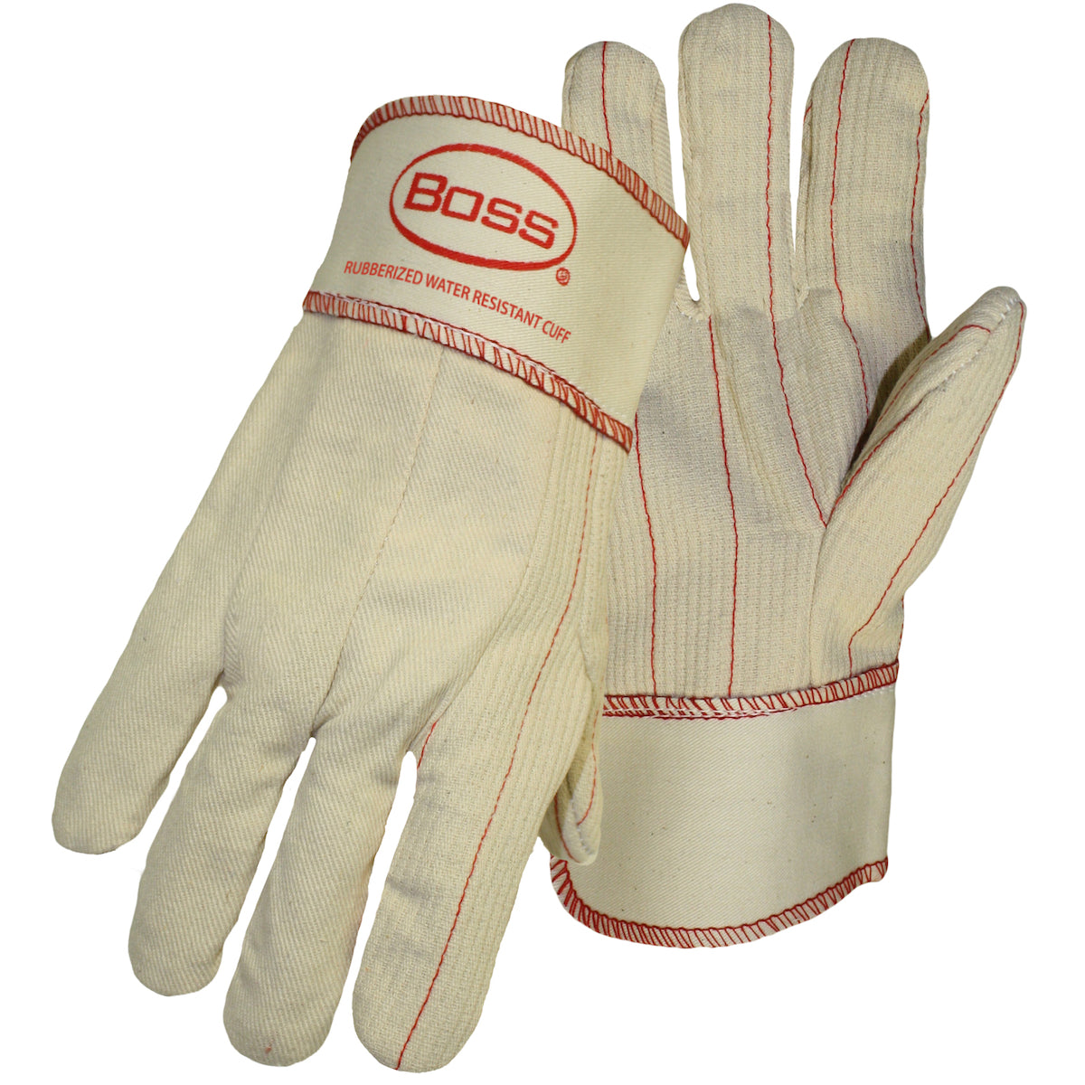 Boss Cotton Corded Double Palm Glove with Nap-In Finish - Rubberized Safety Cuff