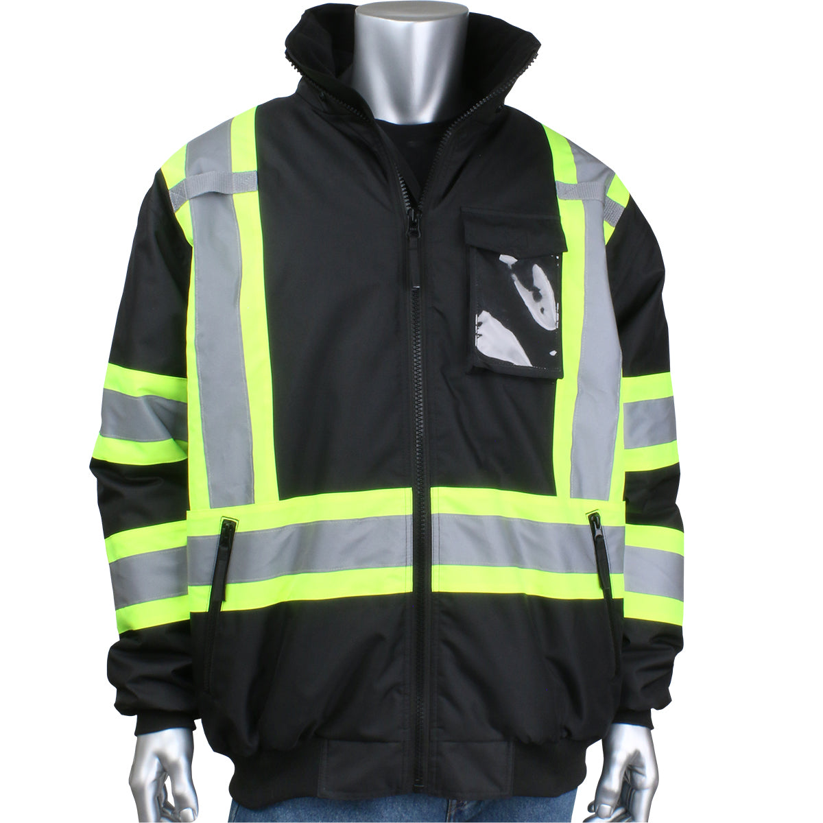 PIP ANSI Type O Class 1 and CAN/CSA Z96 Two-Tone X-Back Full Zip Bomber Jacket
