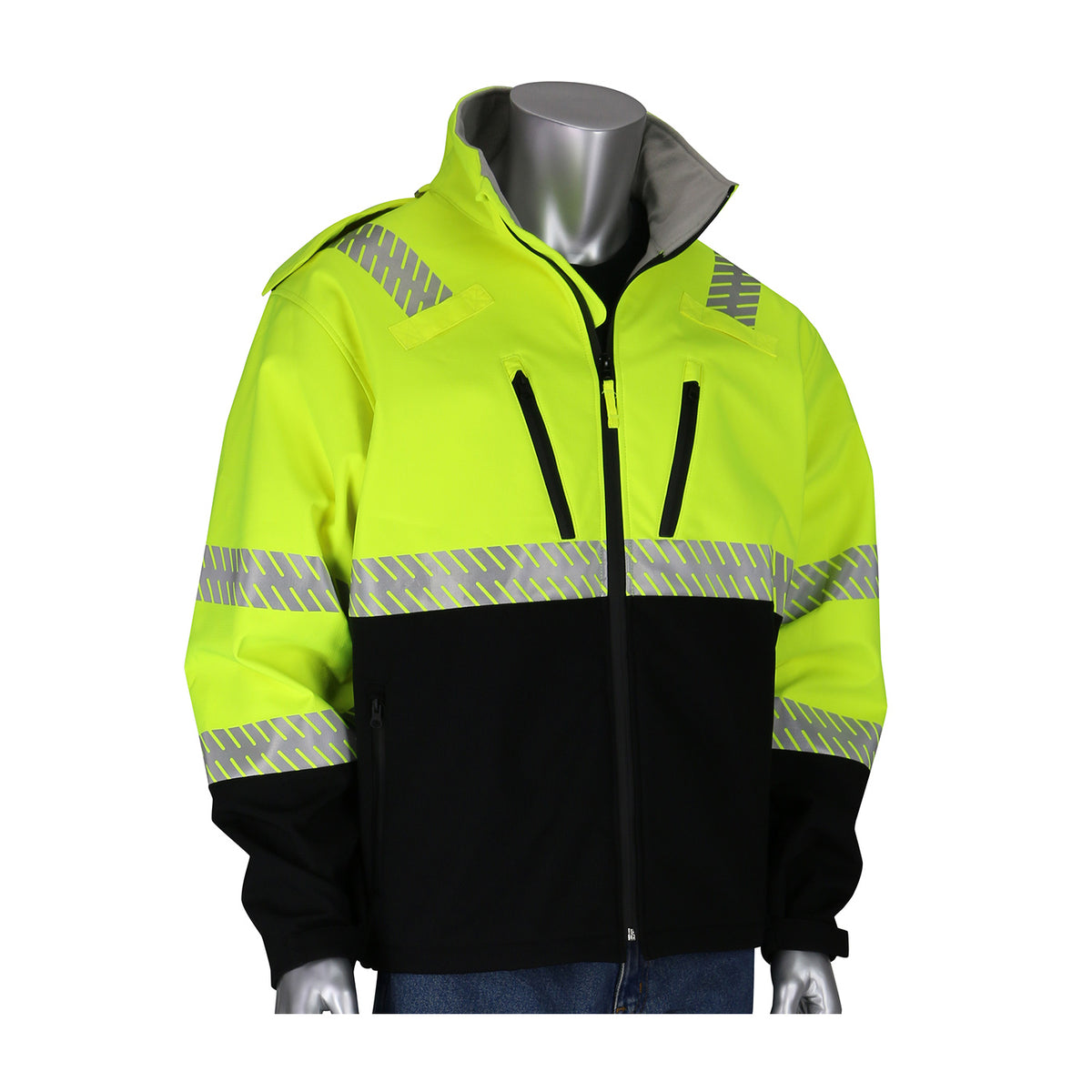 PIP ANSI Type R Class 3 Ripstop Softshell Black Bottom Jacket