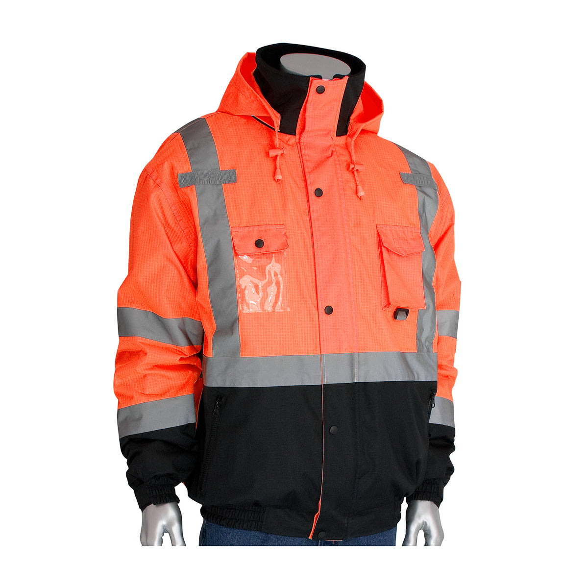 PIP ANSI Type R Class 3 Rip Stop Premium Plus Bomber Jacket with Zip-Out Fleece Liner and "D" Ring Access