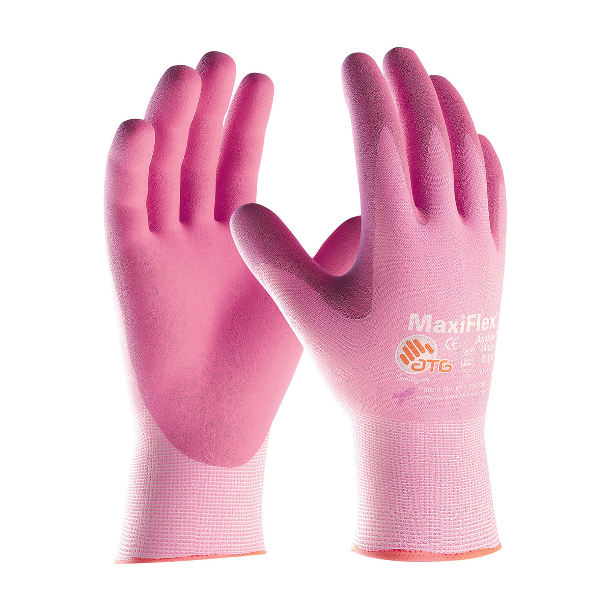 ATG® Seamless Knit Nylon Glove with Ultra Lightweight Nitrile Coated MicroFoam Grip on Palm &amp; Fingers - Touchscreen - Pink